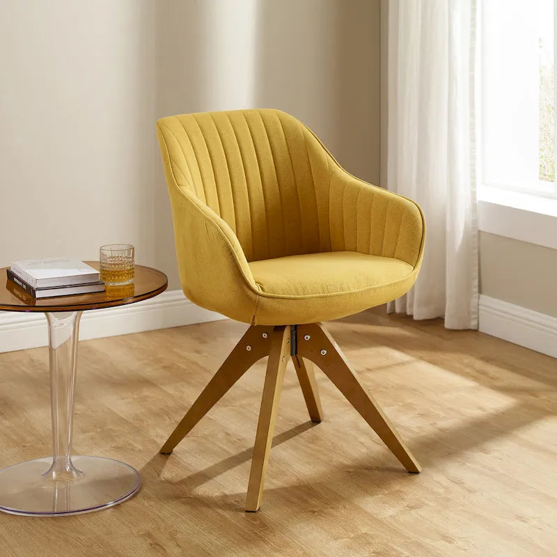Fauteuil de bureau moderne pivotant avec pieds en bois