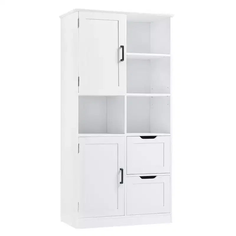 62 Tall Bathroom Storage Cabinet, Freestanding Floor Storage Cabinet With Drawer & Adjustable Shelf, Pantry Storage Cabinet For Bathroom Living Room