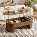 47.2 Lift Top Coffee Table, Oval Wooden Center Table with Hidden Storage, Modern Cocktail Table for Living Room Bedroom Office