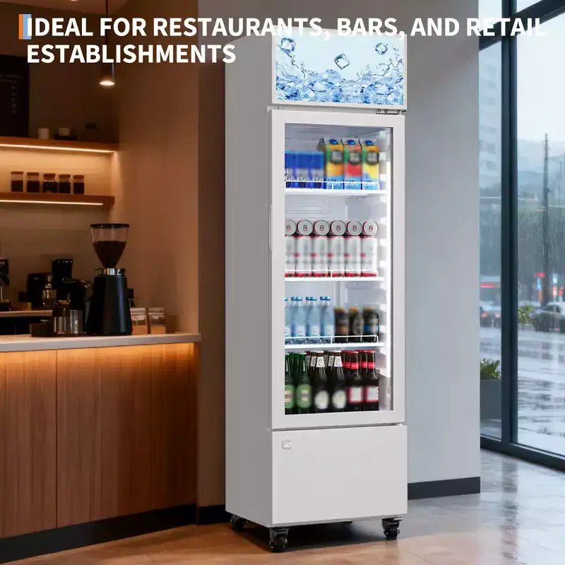 COZONY Glass Door Beverage Refrigerator, 6.1 Cu.ft Commercial Drink Cooler with Lightbox, No-Frost for Bar, Restaurant, Store
