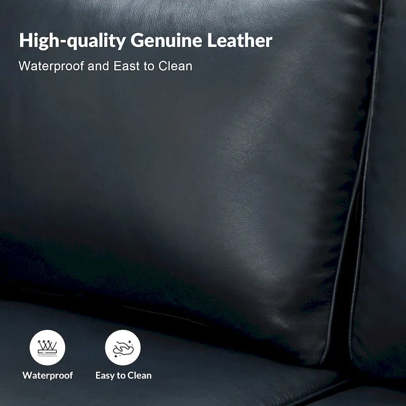 Balvino 81 Wide Transitional Genuine Leather Rolled Arm Sofa with Nailhead Trim and Removable Cushions