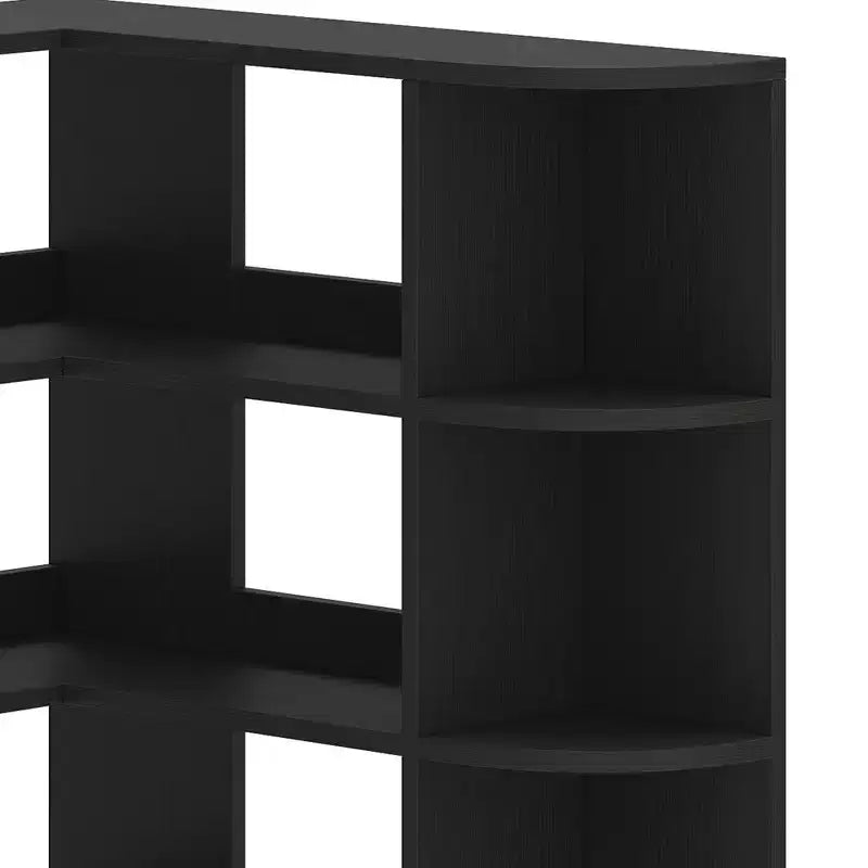 6 Tier Bookshelf with LED Light 70.8inch Modern Bookcase, L-Shaped Bookcase Corner shelf Storage Organizer Display Shelf