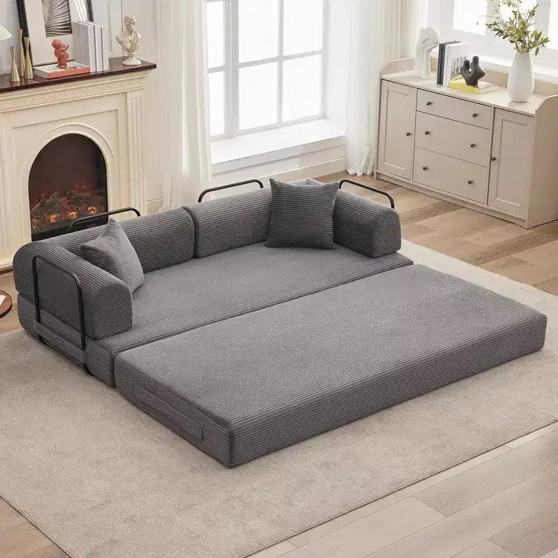 Acekool Convertible Sleeper Sofa Bed Floor Couch with Deep Seat and Corduroy Comfort