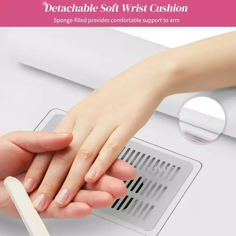 42.5 in. White MDF 3-Drawer Manicure Table Nail Desk with Storage, Doors, Electric Dust Collector