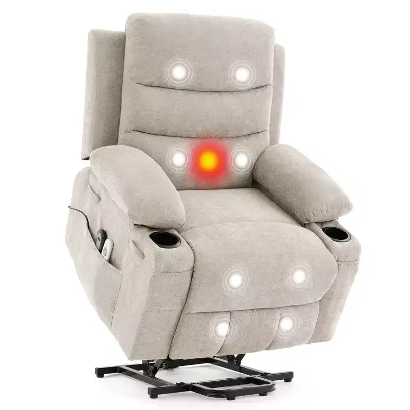 Lift Recliner Chair with Massage & Heat, Oversized Power Recliners, Home Theater Seat with 2 Cup Holders Side, Glider Reclining Single Sofa Chair
