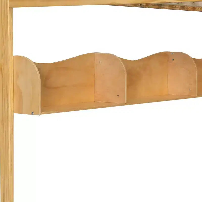 Queen Loft Bed Frame with Staircase, Wardrobe & Storage Shelves - MDF, 650 lb