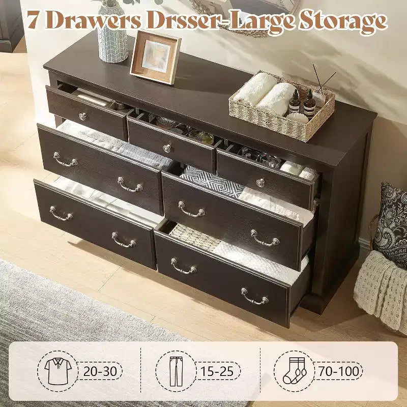 AMERLIFE Drawer Dresser, Farmhouse Chest of Drawers with Vintage Metal Handle