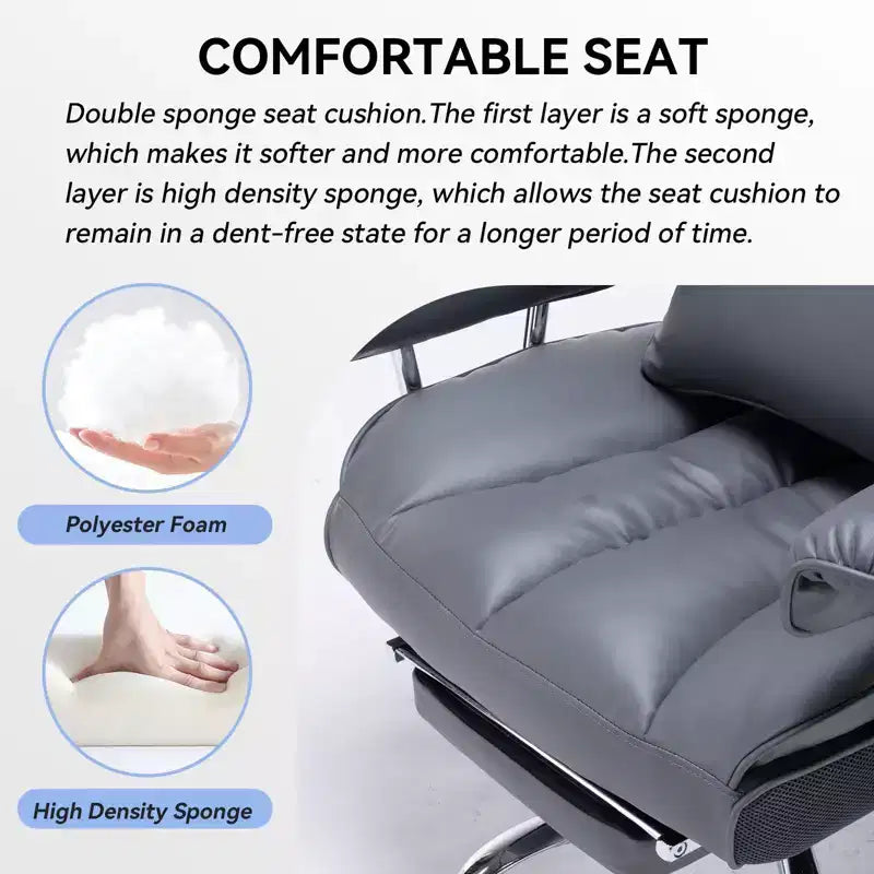 Efomao Ergonomic Desk Office Chair 400LBS, Big and Tall PU Leather Computer Chair, Executive Desk Chair with Footrest and Lumbar Support