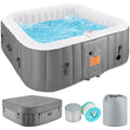4-6 Person Outdoor Inflatable Hot Tub Spa with Control Panel & 130 Jets, Insulated Tub Cover & Floor Protector - 75?��W