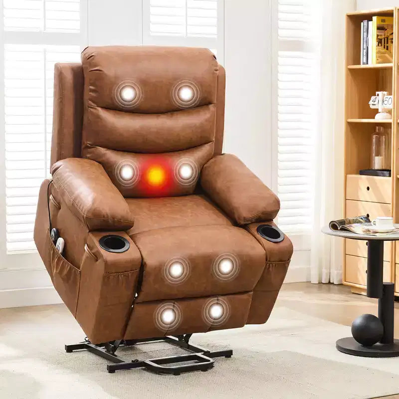 Lift Recliner Chair with Massage & Heat, Oversized Power Recliners, Home Theater Seat with 2 Cup Holders Side, Glider Reclining Single Sofa Chair