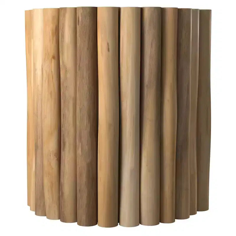 East at Main Prelude Round Accent Table Tan: Teak Construction, No Assembly, Indoor/Outdoor Use