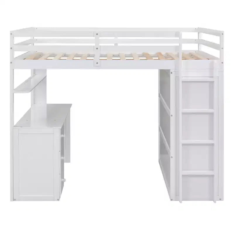 CLIHOME Full size Loft Bed with 3 Storage Drawers, Desk and Wardrobe
