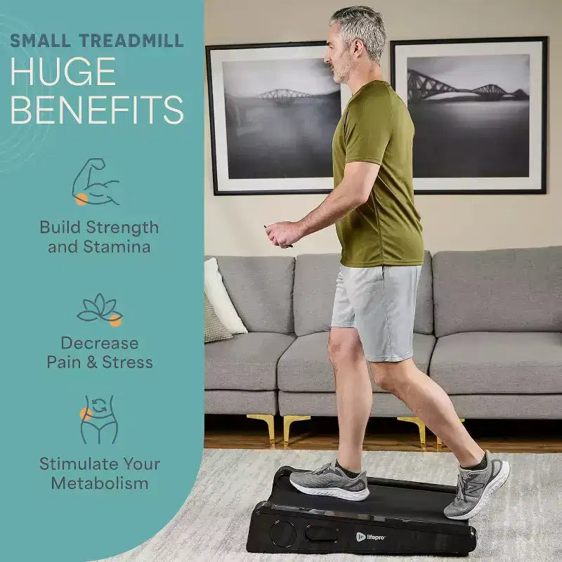 Tapis de marche Lifepro - Mini tapis roulant portable, 4,8 km/h, capacité de 100 kg