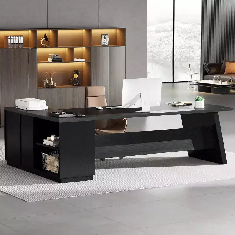 Lantine Modern 78 L-Shaped Executive Desk with Drawers and Lateral File Cabinet