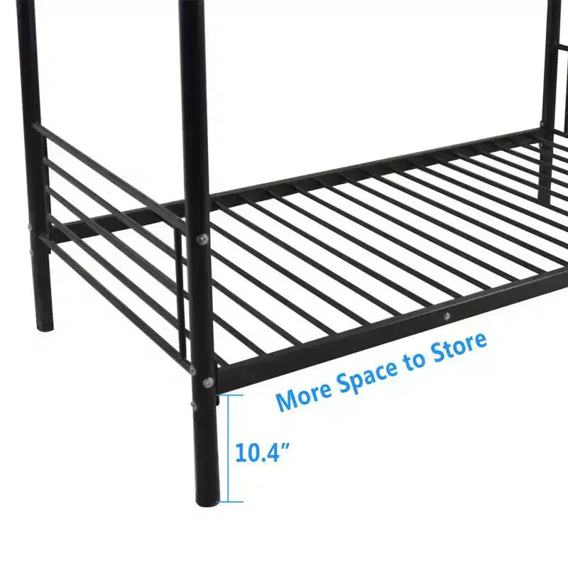 Karl Home Twin Over Twin Steel Bunk Bed Frame Ladder Bedroom Dorm Room for Kids Adult Children