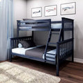 Max & Lily Bunk Bed Twin over Full Size, Solid Wood Bunk Beds with Ladder for Kids