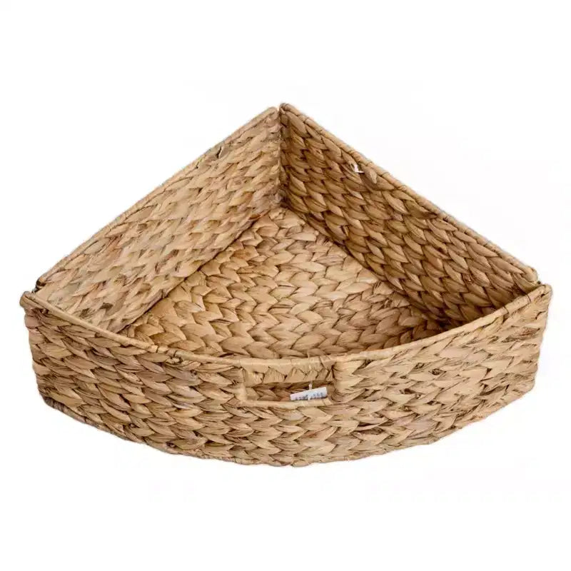 eHemco Hampton Meadows 4 Tier X-Side Corner Storage End Table with 4 Wicker Baskets
