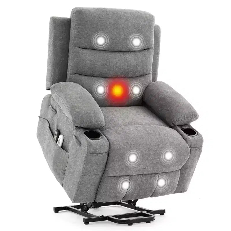 Lift Recliner Chair with Massage & Heat, Oversized Power Recliners, Home Theater Seat with 2 Cup Holders Side, Glider Reclining Single Sofa Chair