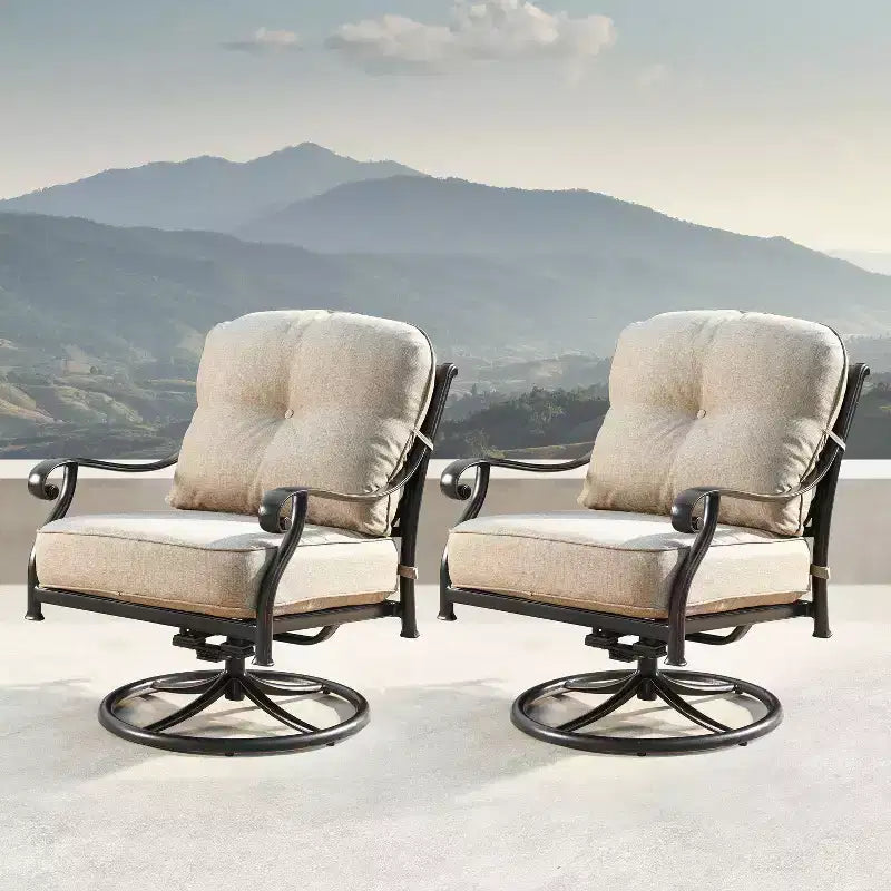 2pk Aluminum Outdoor Deep Seating Swivel Rocking Club Chairs: Weather-Resistant, UV-Protected - Oakland Living