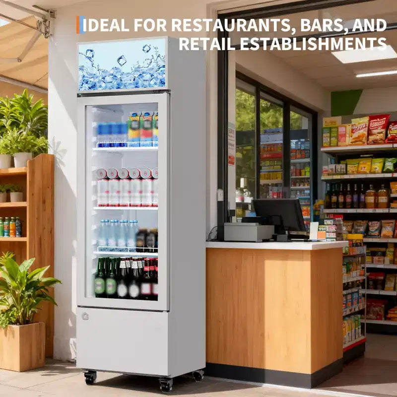 COZONY Glass Door Beverage Refrigerator, 6.1 Cu.ft Commercial Drink Cooler with Lightbox, No-Frost for Bar, Restaurant, Store