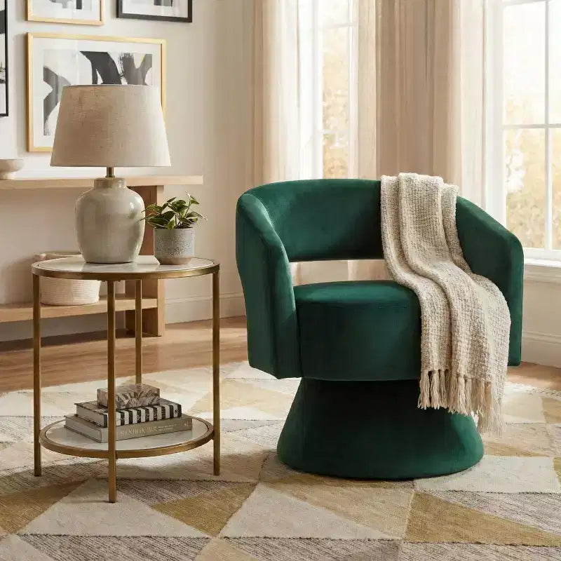 GDFStudio Hudson Modern Luxury Velvet Upholstered Swivel Accent Chair