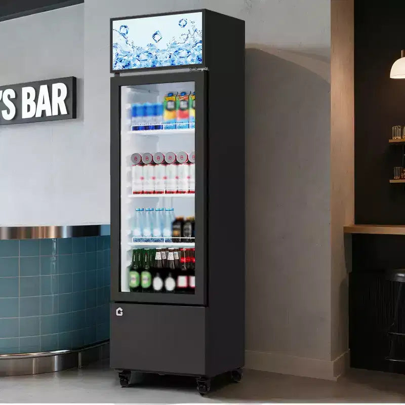 COZONY Glass Door Beverage Refrigerator, 6.1 Cu.ft Commercial Drink Cooler with Lightbox, No-Frost for Bar, Restaurant, Store