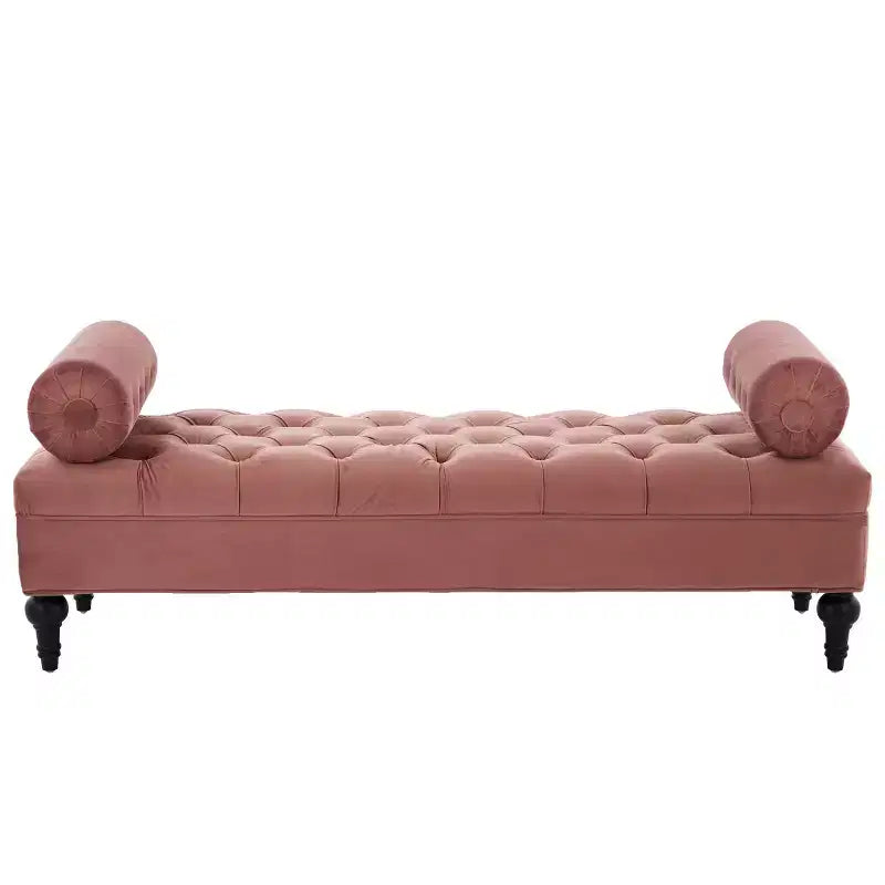 Modern End of Bed Bench for Bedroom, Velvet Upholstered Window Bench with 2 Detachable Pillows for Living Room or Entryway-Panipeachy