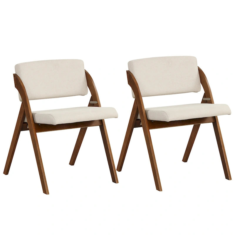 Gymax Set of 4 Dining Chairs Folding Kitchen Chair w/ Rubber Wood Legs