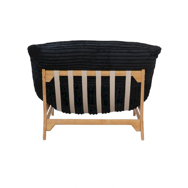 Bean Bag Accent Chair Large Plush Bean Bag Lounger with Solid Wood Frame Comfy Lounge Chair with Down Filling
