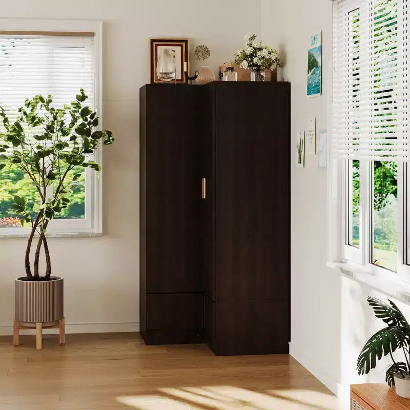 Hitow Armoire Minimaliste, Armoire d'Angle, Modèles à Double Porte et Tiroirs