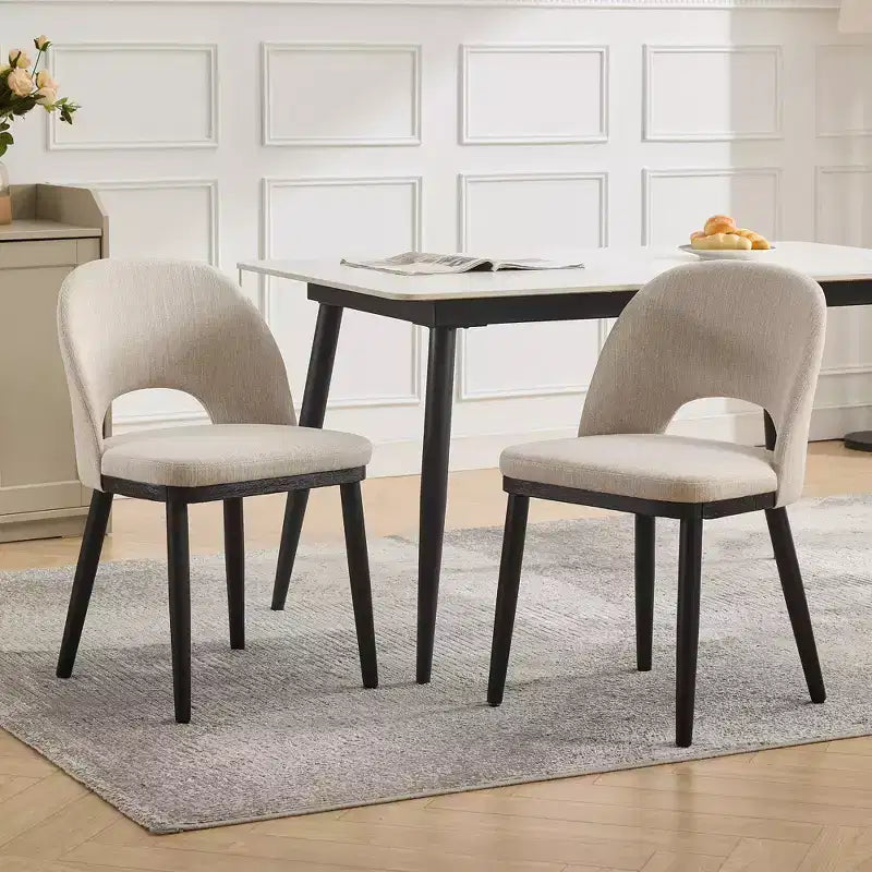 Dining Chairs Set of 4/6, Upholstered Kitchen Dining Room Chair, Linen Fabric Farmhouse Dinner Chair with Leveling Feet for Dining Room, Living Room