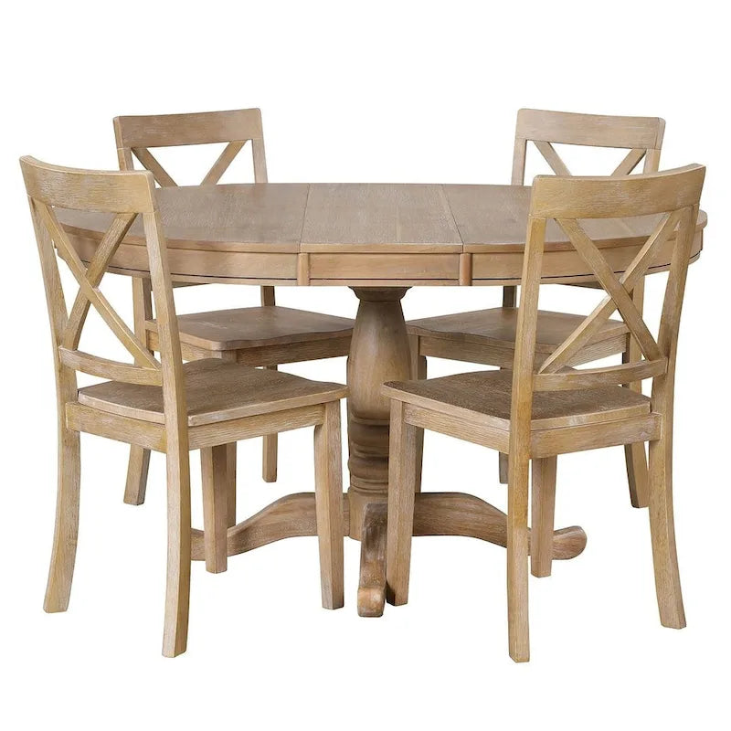 42-54 Farmhouse Round Extendable Dining Table for 4