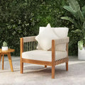 Christopher Knight Home Fauteuil club de patio Clifton en acacia rustique et corde, rembourré avec dossier incurvé