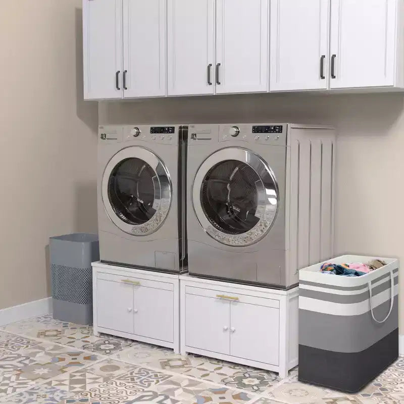 Socle robuste pour lave-linge et sèche-linge en métal, noir/blanc – Unité simple, anti-vibration