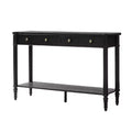 47.2 Walnut Console Table with 2 Fluted Drawers & Lower Shelf