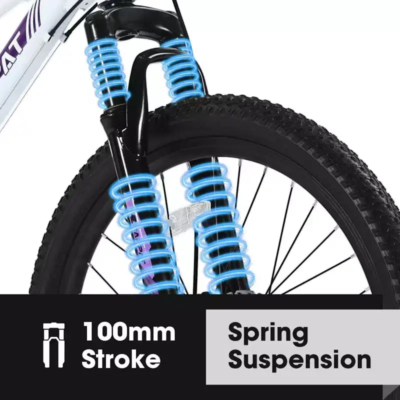 Okak 24/26IN Mountain Bike with 21 Speeds and Dual Disc Brakes, Kids Bike with 100mm Front Suspension, Dirt Bike for Teenagers and Women