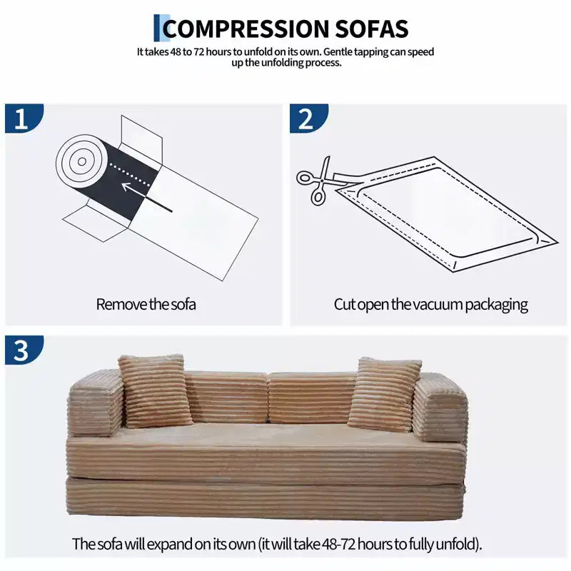 80.7 5-in-1 Convertible Sleeper Sofa Bed aï¿?Corduroy, 1200 lbs, No Assembly
