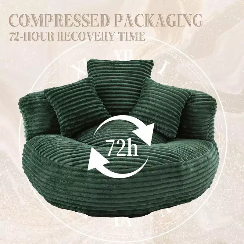 Bean Bag Sofa for Adults Kids, Oversized Corduroy Bean Bag Chair with 3 Pillows & Armrest for Living Room Bedroom