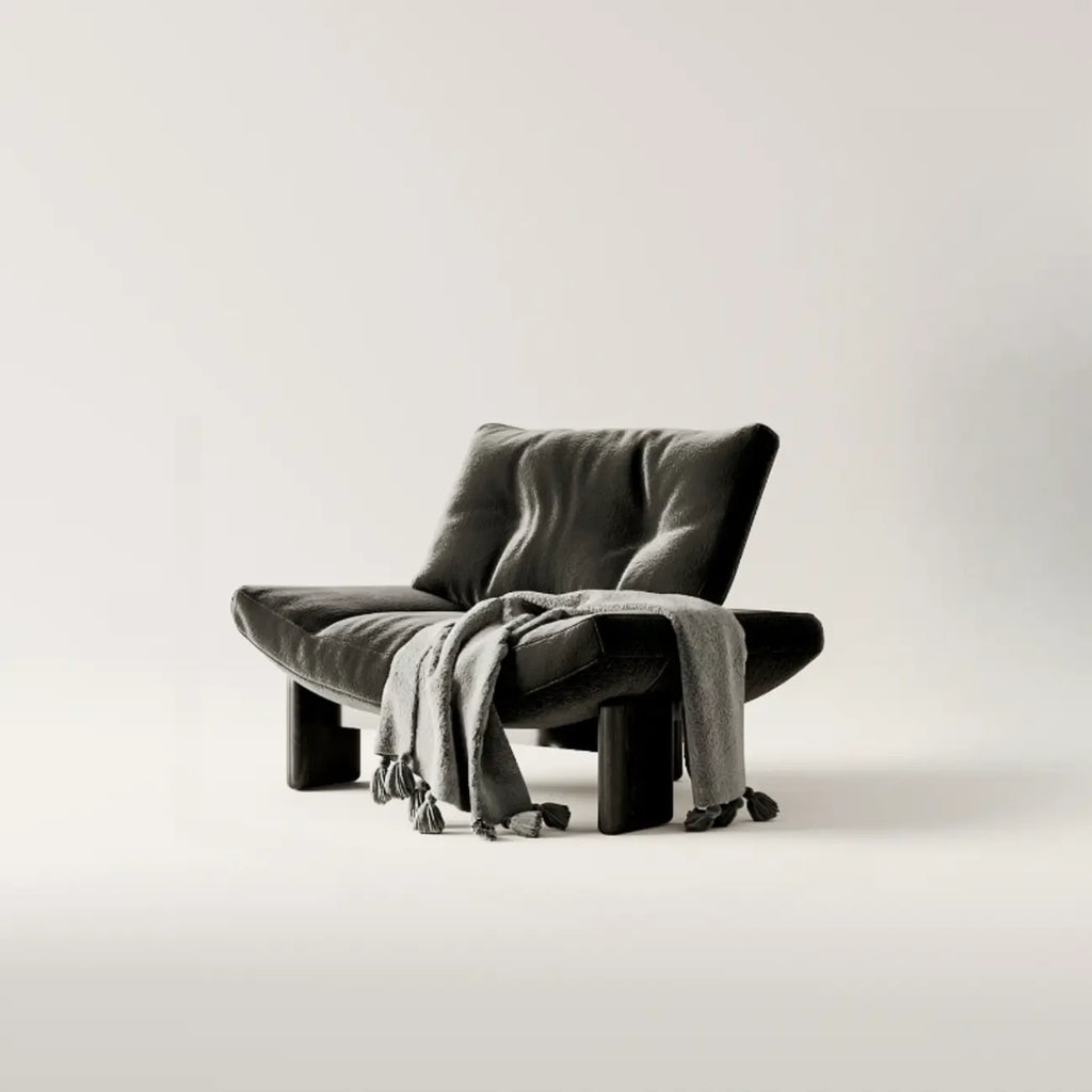 Contemporary Black Tufted Armless Chenille Accent Chair