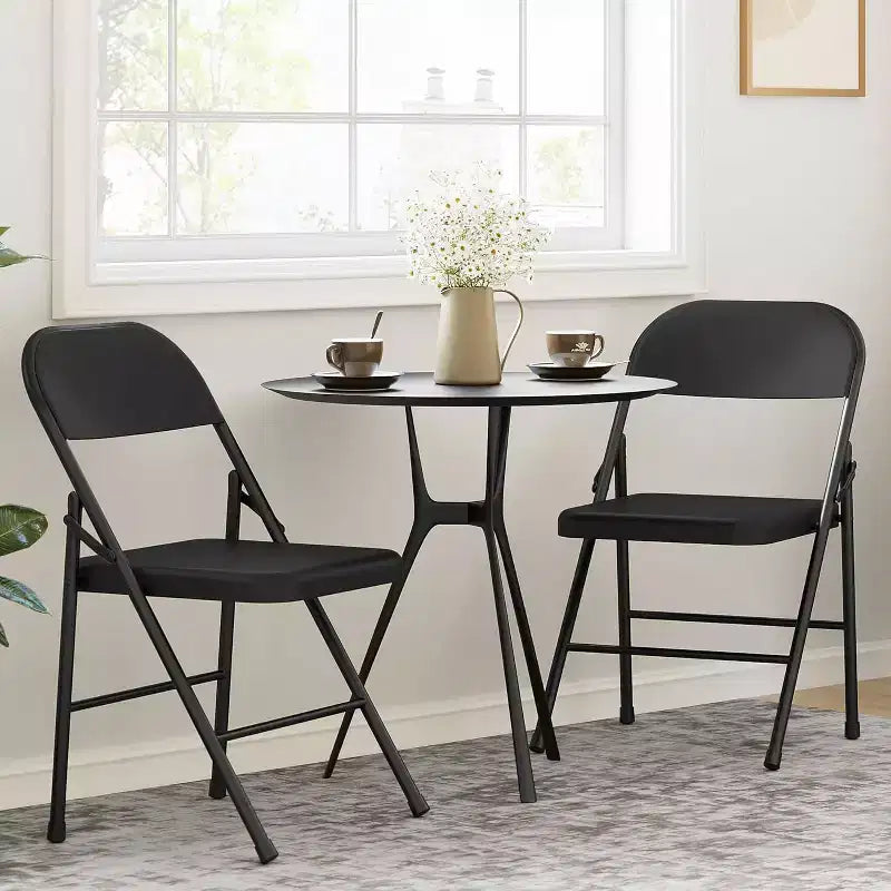 8-piece set of all-steel folding chairs with backrests, heavy-duty metal foldable dining chair set, 350 lbs capacity, suitable for indoor and outdoor