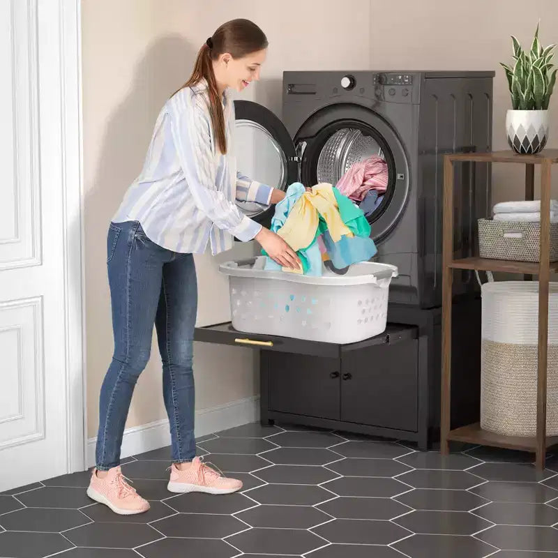 Socle robuste pour lave-linge et sèche-linge en métal, noir/blanc – Unité simple, anti-vibration