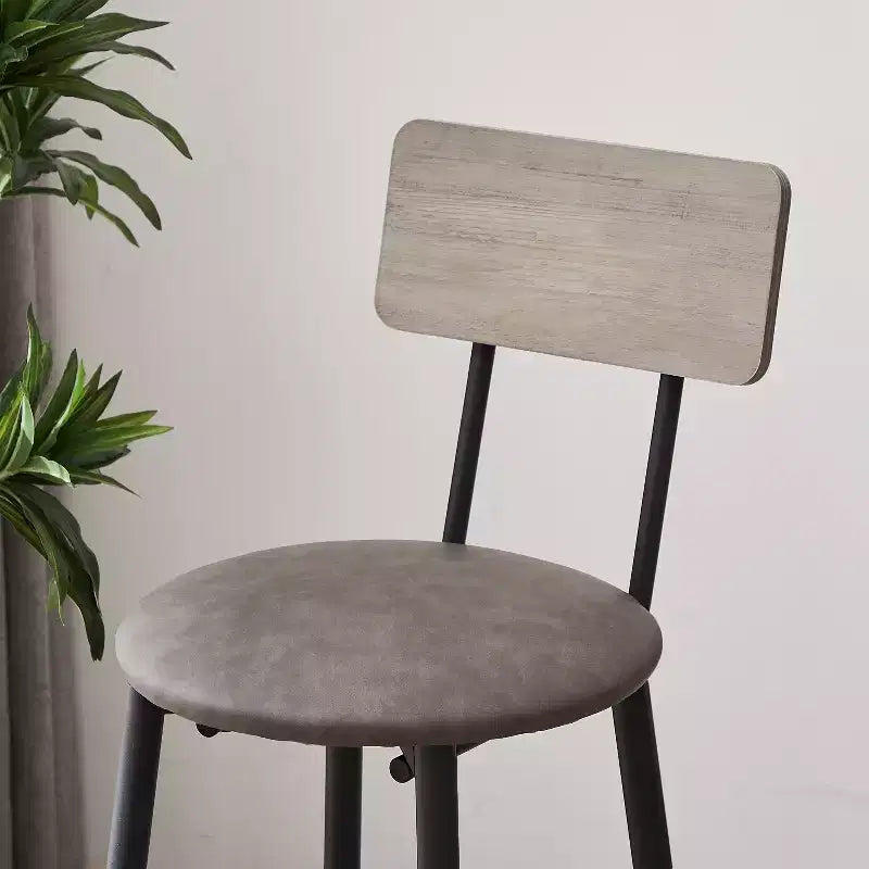 5 Piece Dining Table Set, Bar Table Set with 4 Upholstered Stools, Wooden Backrest, Ring-Shaped Footrest, for Living Room Study Dining Room