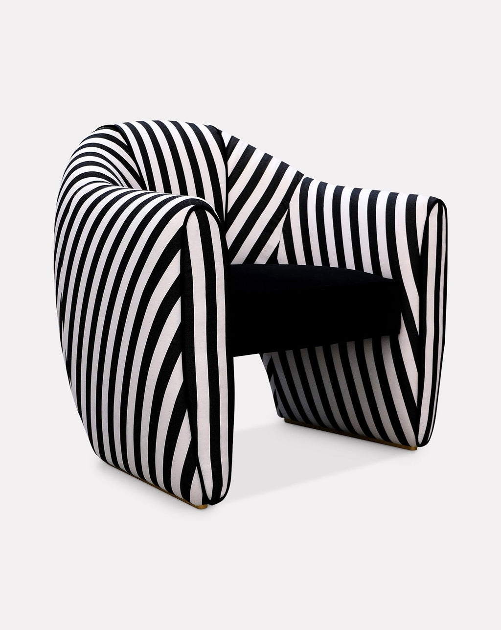 Striped Velvet Satin Sculptural Armchair