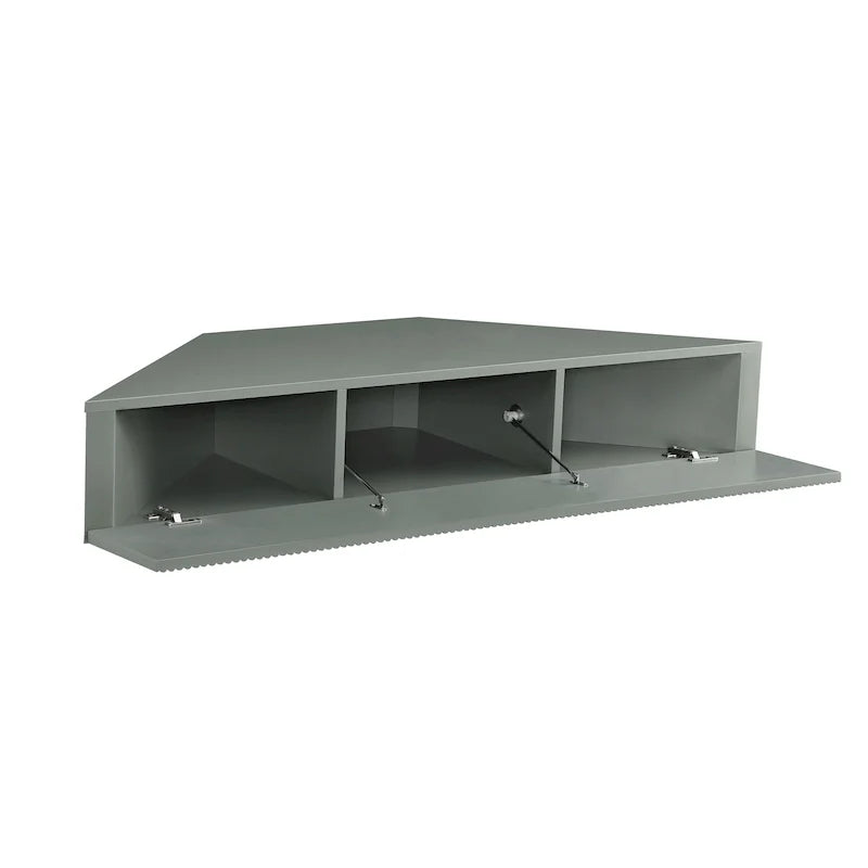 47 Corner Floating TV Stand, 3 Shelves, Transitional Style, Space-Saving Wall Mount