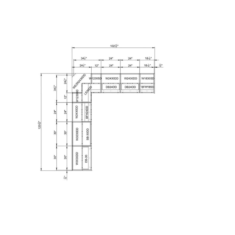 Kitchen Modern Collection Black Color Base Size 10x8,5Ft Wide - 102x120
