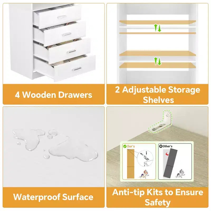 Closet Organizer System with Wood Drawers and Shelves