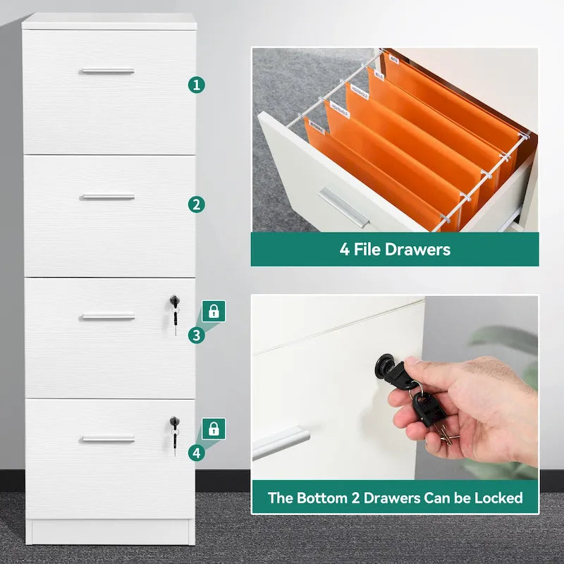 Moasis 51H 4 Drawers File Cabinet Lockable Vertical Storage Cabinet for Home Office