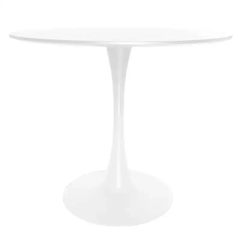 LeisureMod Bristol 5-Piece Dining Set Round Dining Table, 4 Plastic Dining Chairs White Legs