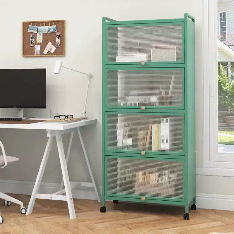 Costway 5-Tier Kitchen Bakers Rack Storage Cabinet Mobile Microwave Stand Flip-up Doors White/Black/Grey/Green