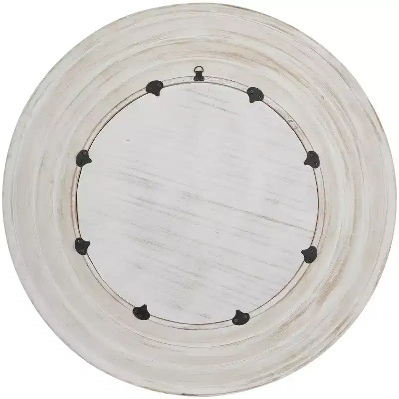 35x35 Wooden Wall Mirror with White Wash Effect Cream - Olivia & May: No Assembly, MDF Frame, Indoor Use